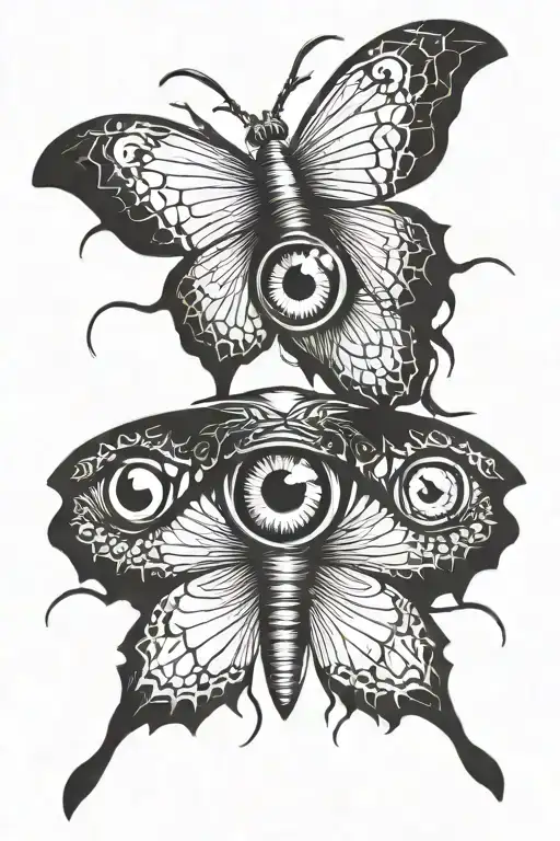 Fire In Eye Pupils With Moth In The Middle