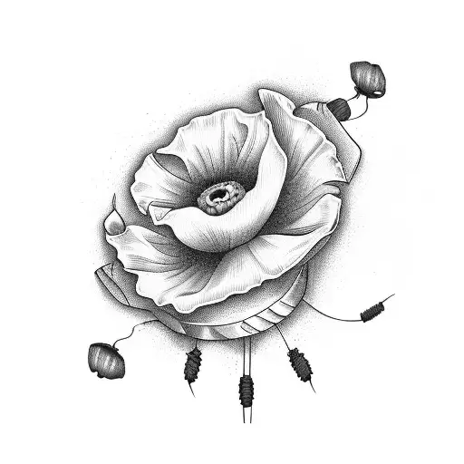 Music Lyrics Intertwined With Poppy Flower