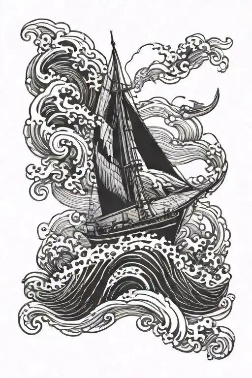 Yacht In The Water Waves