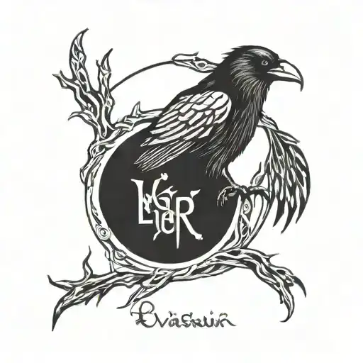 Vegvisir Elven Font Raven Perched