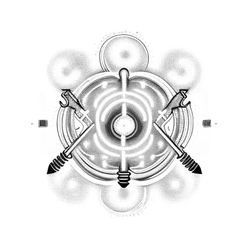 Neon Music Notes Swirling Around A Blacklight Bulb