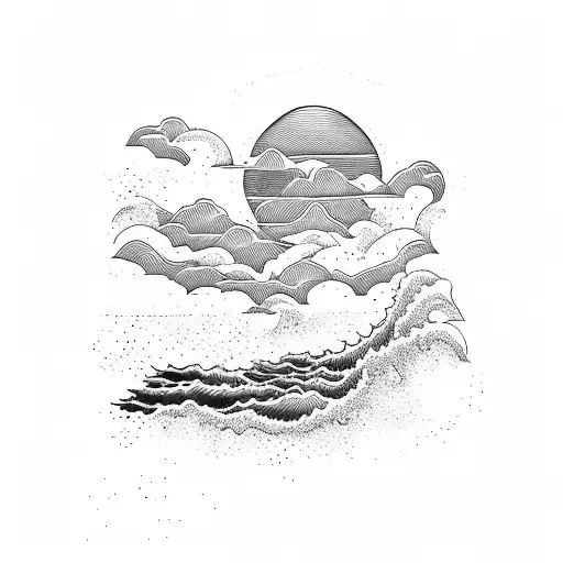 Pine Trees Beach Waves Sunset And 4 Sea Eagles Flying