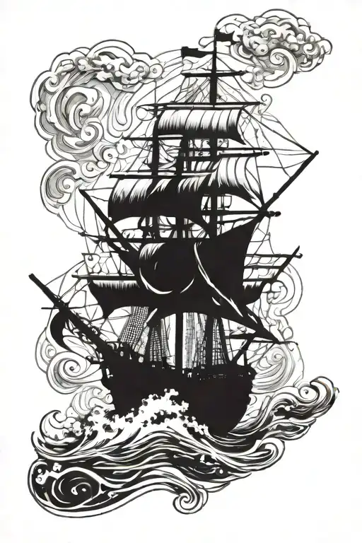 Pirate Ship On Rough Seas