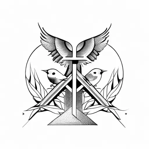 Cross With Bird Sitting On Top