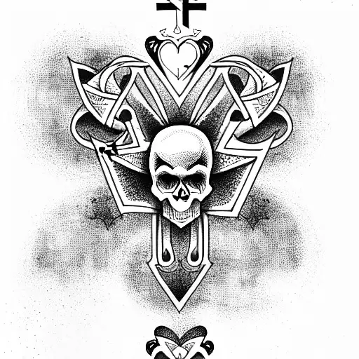 Skull Cross And Heart
