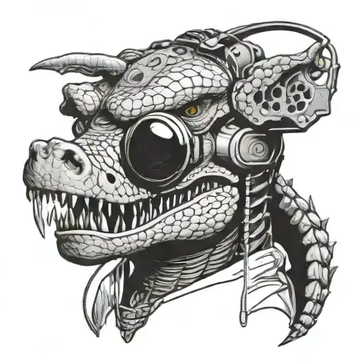 Crocodile Humanoid Alien Wearing Headphones