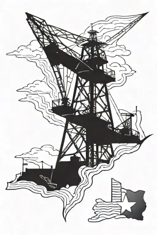 Texas Oil Derrick Outline