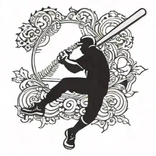 A Baseball Themed Tattoo Incorporating Elements Of Italian Art And Design