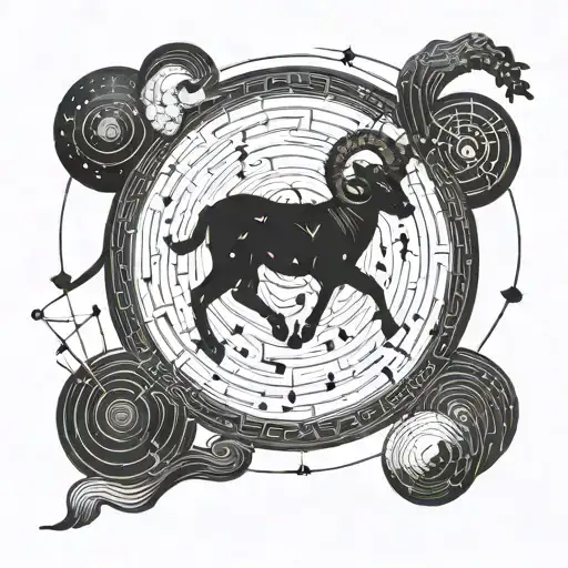 Aries Constellation Intertwined With A Maze Representing Getting Lost In Oneself