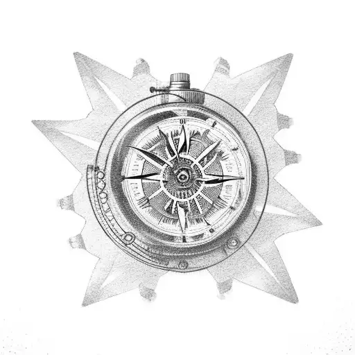 Steampunk Clock With Gears And A Compass