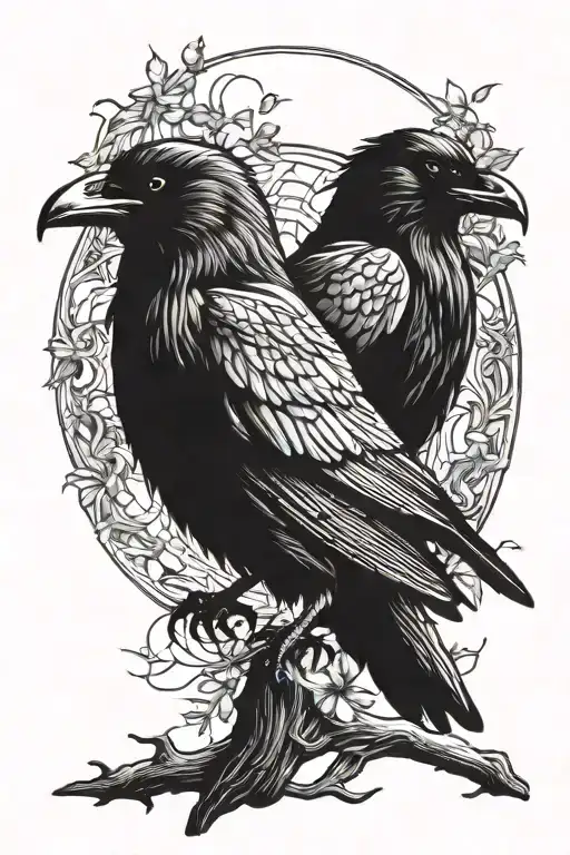 Two Raven Perched
