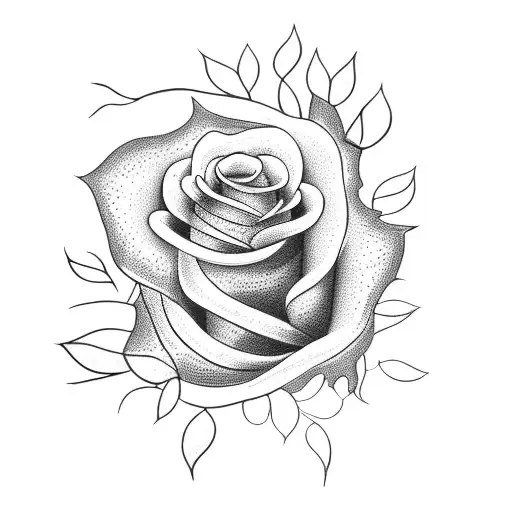 A Blackwork Tattoo Of A Rose And Lily Intertwined With Vines And Thorns