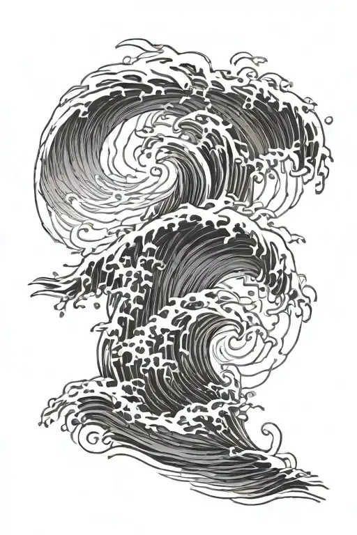 Black And White Waves Of Water That Form The Words Never Thirst Again Forearm Sleave