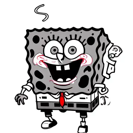 Spongebob Detailed Black And Grey