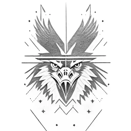 Eagle And Wolf Combination Black And White