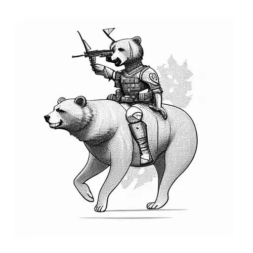 Soldier Riding A Bear Into Battle