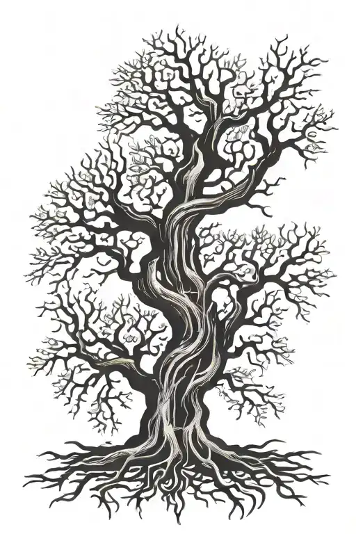 Tree Roots Shaped Like Names Written Vertically