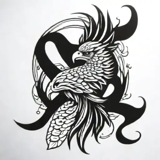 Hawk-style Phoenix Featuring Sigil Of Lilith And Suicide Awareness Ribbon
