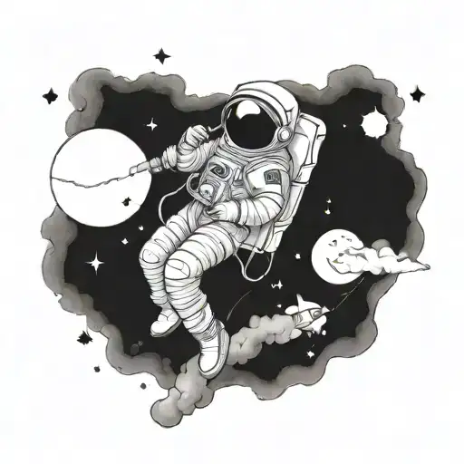 Astronaut Exploring A Galaxy Made Of Smoke And Stars