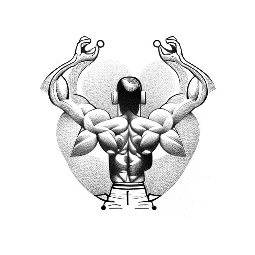A Silhouette Of A Bodybuilder Flexing With Musical Notes Forming The Background