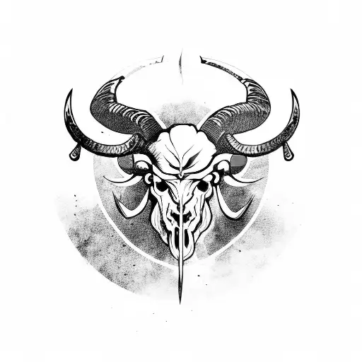 Ram Skull On A Viking Shield With Nordic Runes