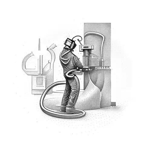 A 3D Model Of A Welder Working On A Metal Sculpture