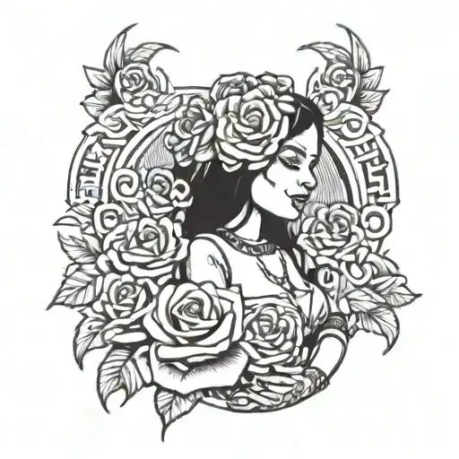 A Female Chicana Holding A Bouquet Of Roses Made Of Money
