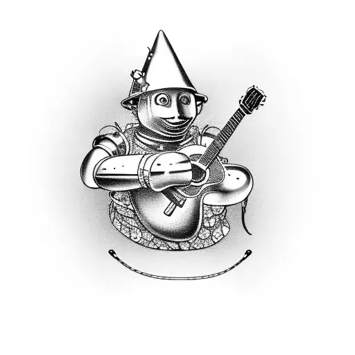 Tin Man Playing A Guitar