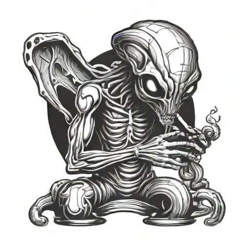 Alien Smoking A Pipe