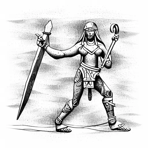 Ancient Warrior Chained In A Medieval Wooden Stock