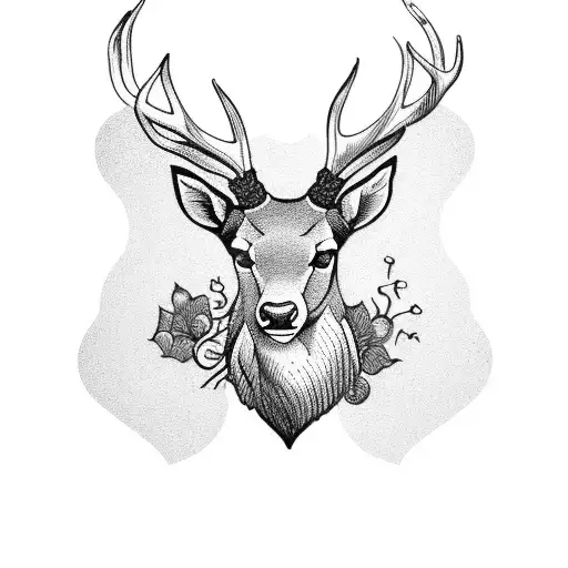 Combine The Head Of A Stag With A Mandala Background