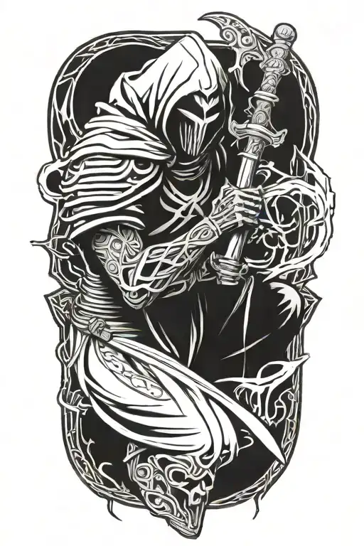 Tribal Reaper Knight Kneeling