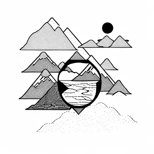 Mountain With Beach View With Buffalo's And Birds