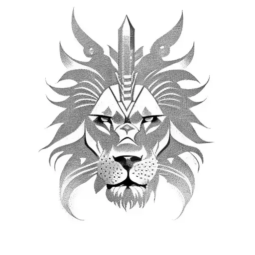 A Fierce Lion Wearing A Spartan Helmet Surrounded By Money Roses