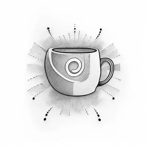 A Minimalist Tattoo Of A Coffee Cup With Lines Of Code Pouring Out As Steam