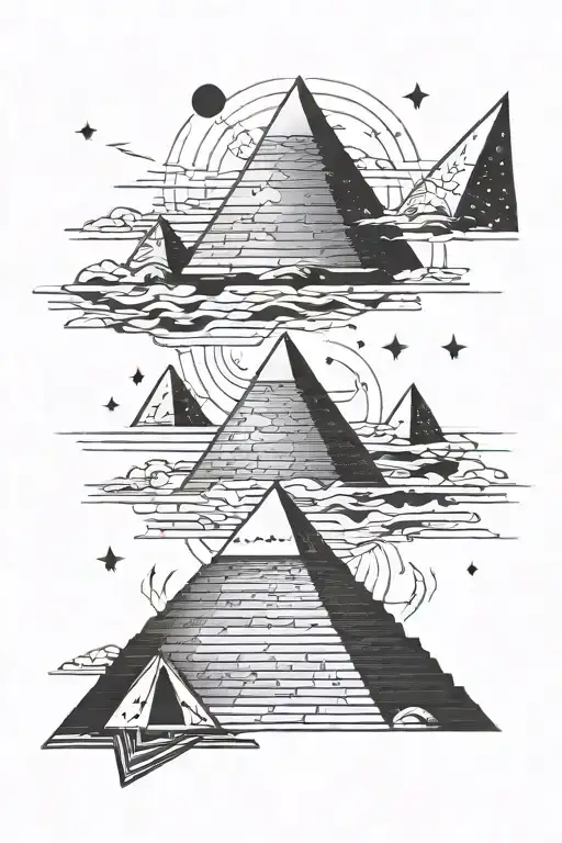 Pyramids Under A Star Night With Eyes Looking Up