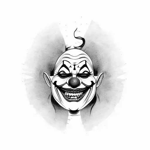 Scary Clown Smiling In A Mirror