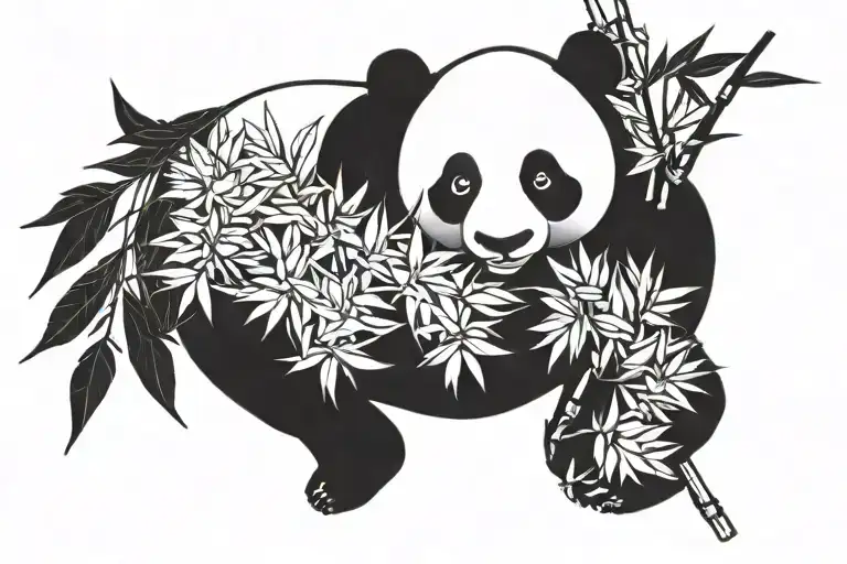 Panda With Bamboo Leaves