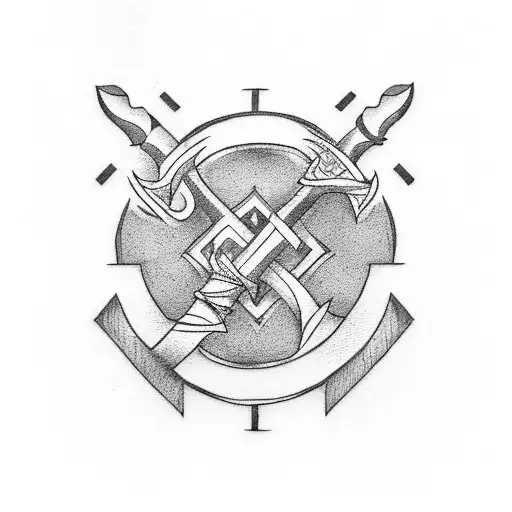 Nordic Rune Tattoo With Thors Hammer