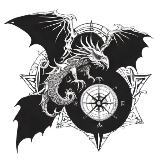 Dragon Skull Dove Compass