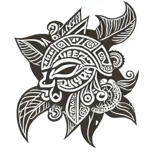 A Polynesian-inspired Tattoo Design Featuring Traditional Hawaiian Symbols Of Warrior