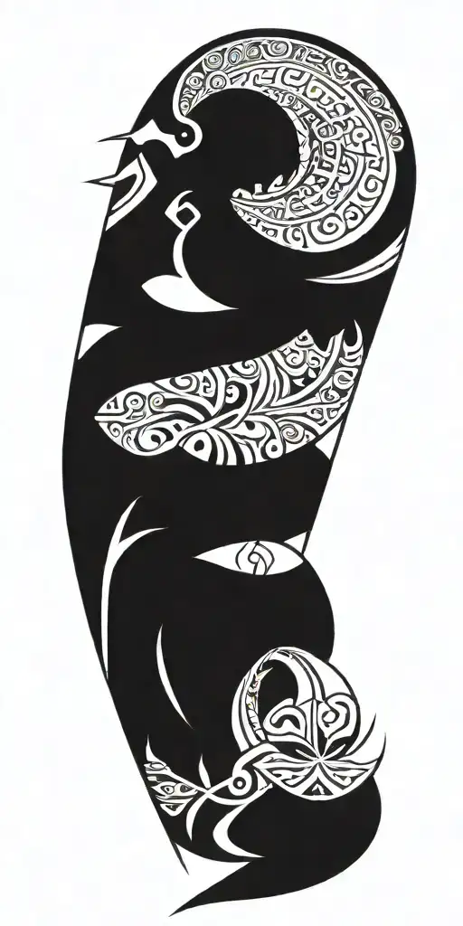 A Polynesian-inspired Tattoo Design Featuring Traditional Hawaiian Symbols