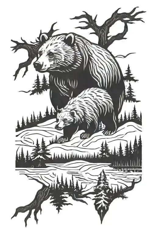 Bear And Woods Surrounded