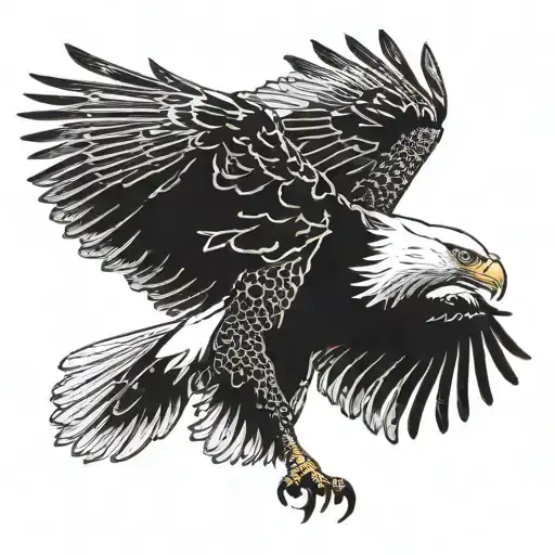 Realistic Eagle Diving For Prey Detailed