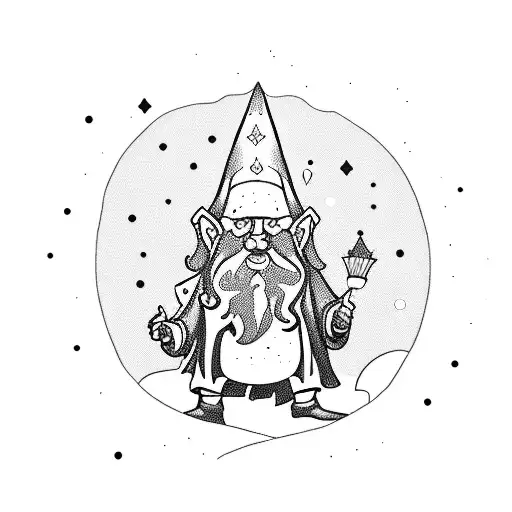 A Gnome Like Wizard Sitting In A Forest On A Log With Mushrooms Growing Around Him With Sparkles