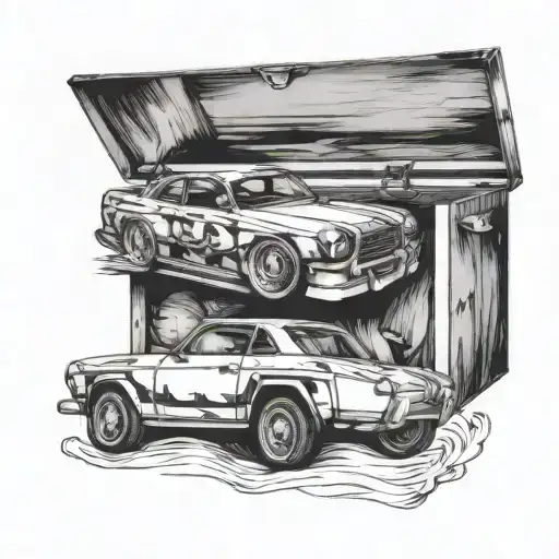 Three Cars Inside A Card Box