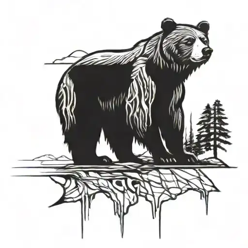 A Bear Standing On The California State Outline