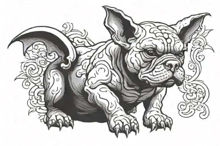 Cute Gargoyle French Bull Dog Sitting