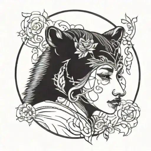 Woman Wearing Bear Head