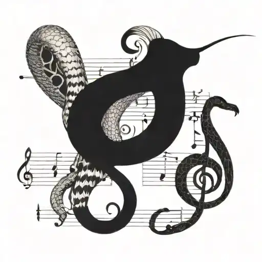 A Music Staff With A Snake Slithering Along The Notes